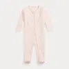 Polo Ralph Lauren Cotton Interlock Footed Coverall In Delicate Pink