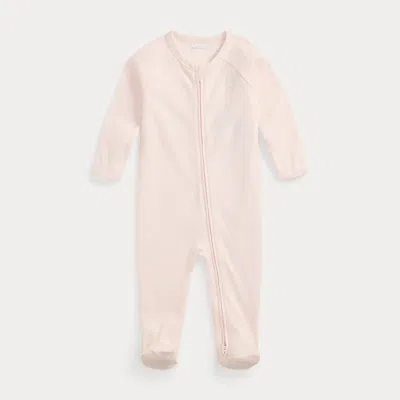 Polo Ralph Lauren Babies' Cotton Interlock Footed Coverall In Delicate Pink