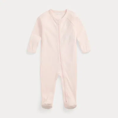 Ralph Lauren Babies' Cotton Interlock Footed Coverall In Delicate Pink