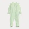 Polo Ralph Lauren Babies' Cotton Interlock Footed Coverall In Sweet Honeydew
