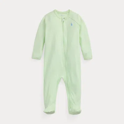 Polo Ralph Lauren Babies' Cotton Interlock Footed Coverall In Sweet Honeydew