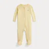 Ralph Lauren Cotton Interlock Footed Coverall In Yellow
