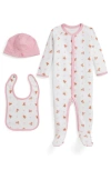 Ralph Lauren Cotton Interlock Footie, Bib & Hat Set In Multi