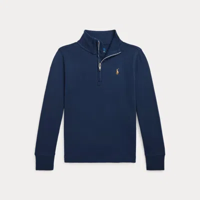 Polo Ralph Lauren Kids' Cotton Interlock Quarter-zip Pullover In Blue