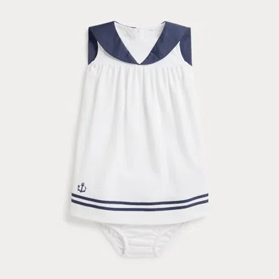 Ralph Lauren Babies'  Cotton Interlock Sailor Dress & Bloomer In White