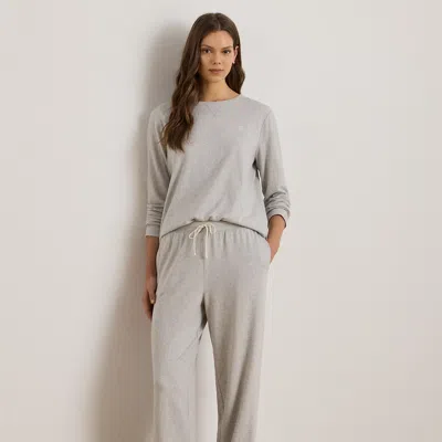 Ralph Lauren Cotton Jacquard Crewneck Pajama Set In Gray