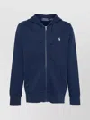 Ralph Lauren Cotton Jersey Logo Hoodie With Pouch Pockets In Blue