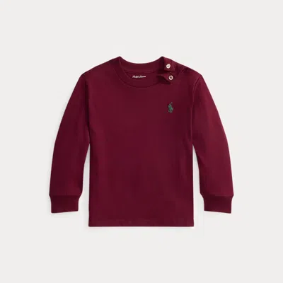 Ralph Lauren Babies'  Cotton Jersey Long-sleeve Tee In Red