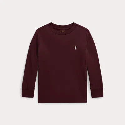 Ralph Lauren Kids' Cotton Jersey Long-sleeve Tee In Rich Ruby In Burgundy