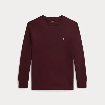 Ralph Lauren Kids' Cotton Jersey Long-sleeve Tee In Rich Ruby In Burgundy