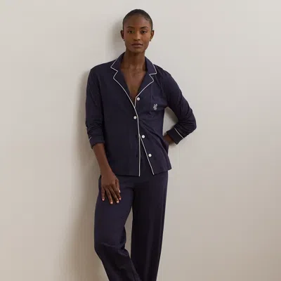 Ralph Lauren Cotton Jersey Pajama Set In Windsor Navy In Black
