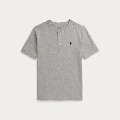 Ralph Lauren Kids' Cotton Jersey Short-sleeve Henley Shirt In Andover Heather In Gray