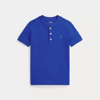 Ralph Lauren Kids' Cotton Jersey Short-sleeve Henley Shirt In New Sapphire In Blue