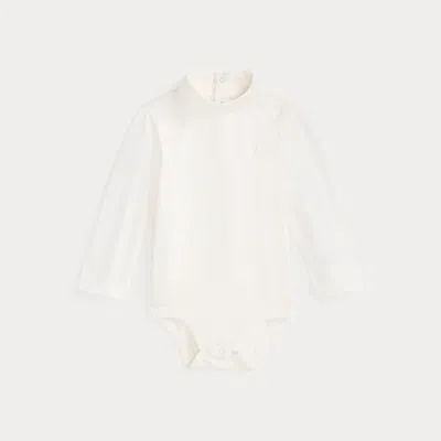 Ralph Lauren Babies'  Cotton Jersey Turtleneck Bodysuit In White