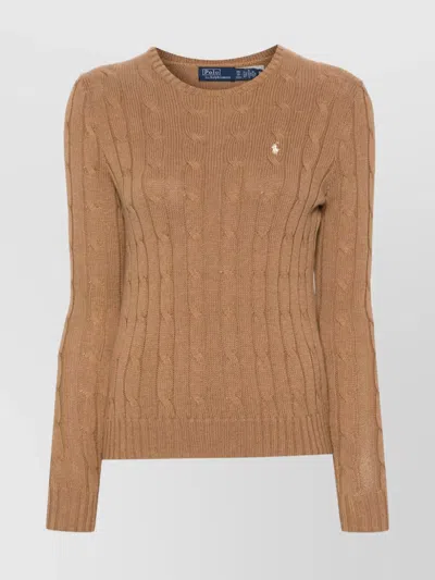 Ralph Lauren Cotton Jumper With Polo Pony Motif In Neutrals