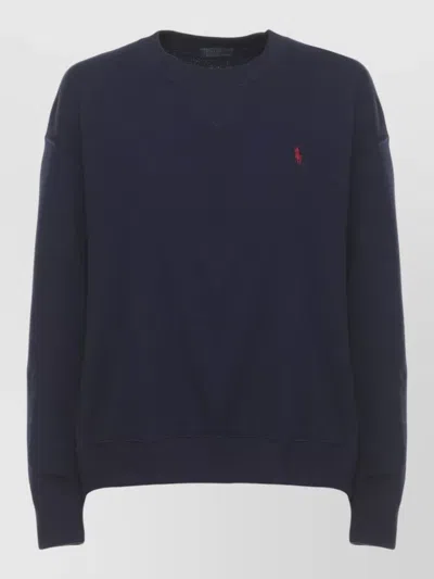 Ralph Lauren Cotton Knit Sweatshirt Long Sleeves Crewneck In Blue