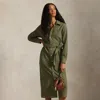 Ralph Lauren Cotton-linen Belted Shirtdress In Green