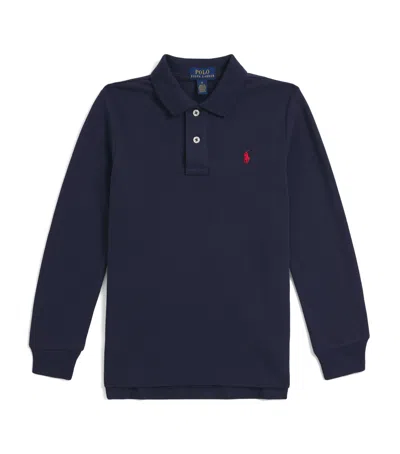 Ralph Lauren Kids' Cotton Long-sleeve Polo Shirt In Blue