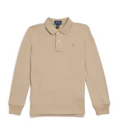 Ralph Lauren Kids' Cotton Long-sleeve Polo Shirt In Neutral