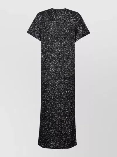 Ralph Lauren Cotton Maxi Dress Logo And Sequins In Black