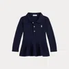 Ralph Lauren Babies'  Cotton Mesh Peplum Polo Shirt In Blue