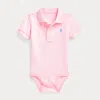 Polo Ralph Lauren Babies' Cotton Mesh Polo Bodysuit In Carmel Pink