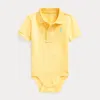 Polo Ralph Lauren Cotton Mesh Polo Bodysuit In Corn Yellow