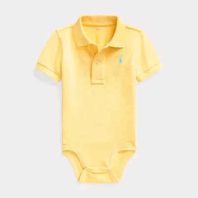 Polo Ralph Lauren Babies' Cotton Mesh Polo Bodysuit In Corn Yellow