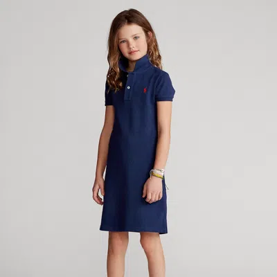 Ralph Lauren Kids' Cotton Mesh Polo Dress In Newport Navy In Blue