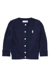 Ralph Lauren Cotton Mini Cable Cardigan In Blue