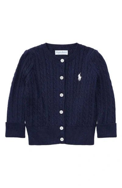 Ralph Lauren Babies'  Cotton Mini Cable Cardigan In Blue