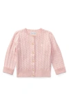 Polo Ralph Lauren Babies Cable-knit Logo Embroidered Cardigan In Hint Of Pink