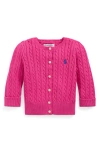 Ralph Lauren Babies'  Cotton Mini Cable Cardigan In Pink