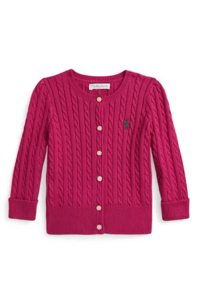Ralph Lauren Babies'  Cotton Mini Cable Cardigan In Pink