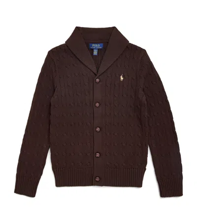 Ralph Lauren Kids' Cotton Mini Logo Cardigan In Brown