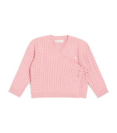 Ralph Lauren Kids' Cotton Open-neck Cardigan In Pink