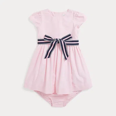 Ralph Lauren Kids' Cotton Oxford Dress & Bloomer In Pink