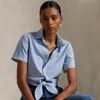 Ralph Lauren Cotton Oxford Tie-front Cropped Shirt In Blue