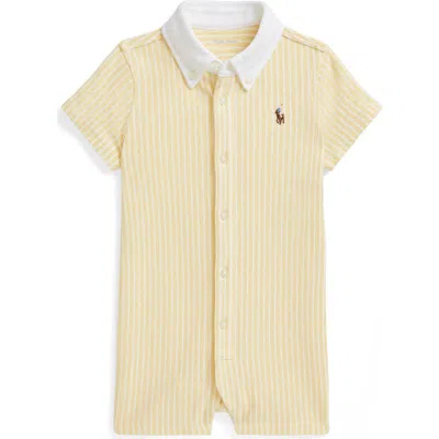 Ralph Lauren Babies'  Cotton Piqué Romper In Yellow