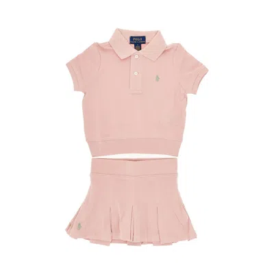 Ralph Lauren Cotton Piquet Two-piece Set Kids In Pink