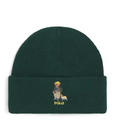 Ralph Lauren Kids' Cotton Polo Bear Beanie In Green