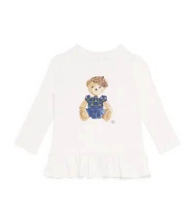 Ralph Lauren Kids' Cotton Polo Bear Long-sleeve T-shirt In White