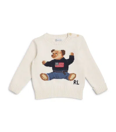 Ralph Lauren Polo  Kids Cotton Polo Bear Sweater (3-24 Months) In White