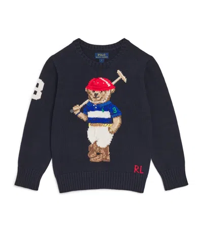 Ralph Lauren Kids' Cotton Polo Bear Sweater In Black