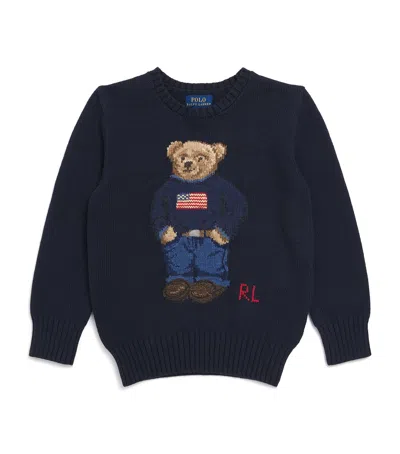 Ralph Lauren Kids' Cotton Polo Bear Sweater In Blue