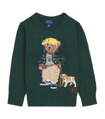 Ralph Lauren Kids' Cotton Polo Bear Sweater In Green