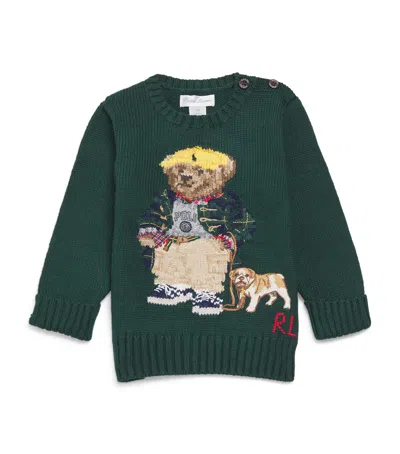 Ralph Lauren Kids' Cotton Polo Bear Sweater In Green