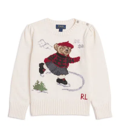 Ralph Lauren Kids' Cotton Polo Bear Sweater In White