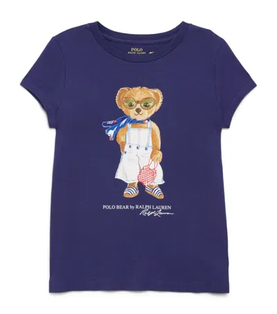 Ralph Lauren Kids' Cotton Polo Bear T-shirt In Blue