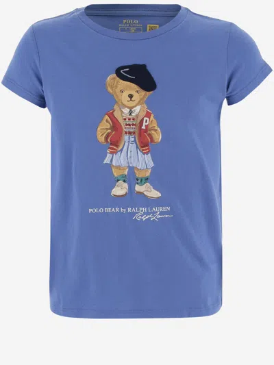 Ralph Lauren Kids' Cotton Polo Bear T-shirt In Blue